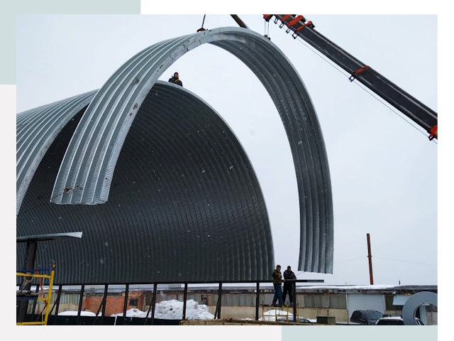 Полукруглые ангары в Чайковском